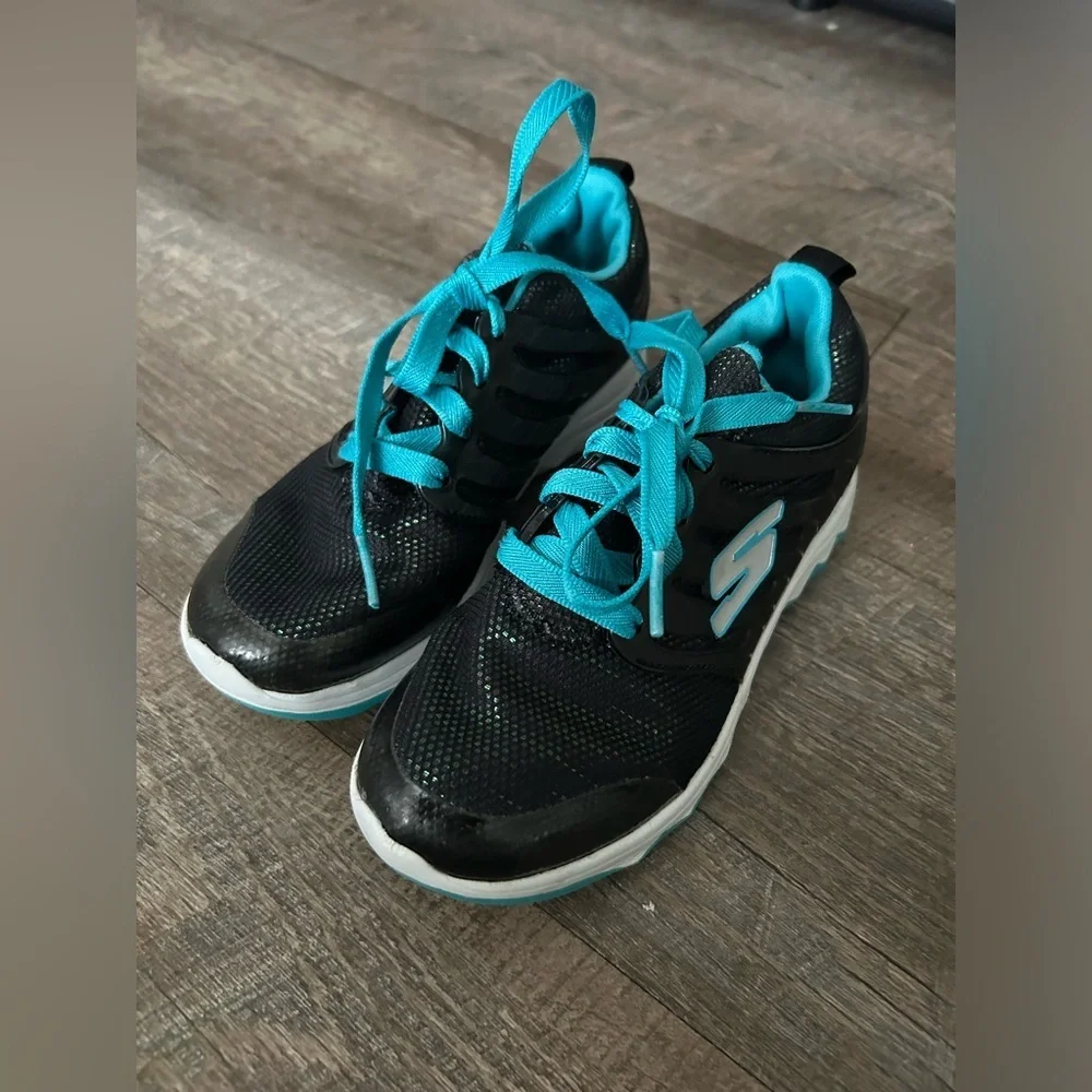 Skechers Black and Teal Athletic Shoes size 13.5 c